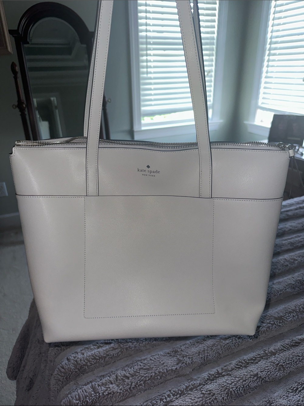 Kate Spade Cream Leather Zip-Top Tote